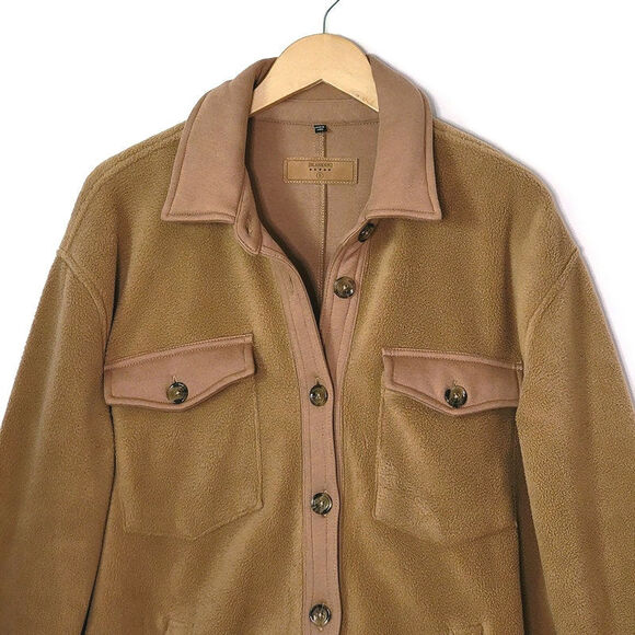 BlankNYC Fleece Shacket Camel Tan Button Down Long Jacket Size S Oversized - Picture 3 of 16